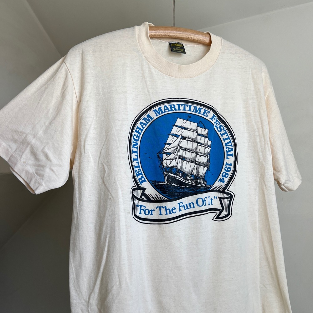 Vintage Cream Bellingham Maritime Festival 1984 Single Stitch Graphic T Shirt XL